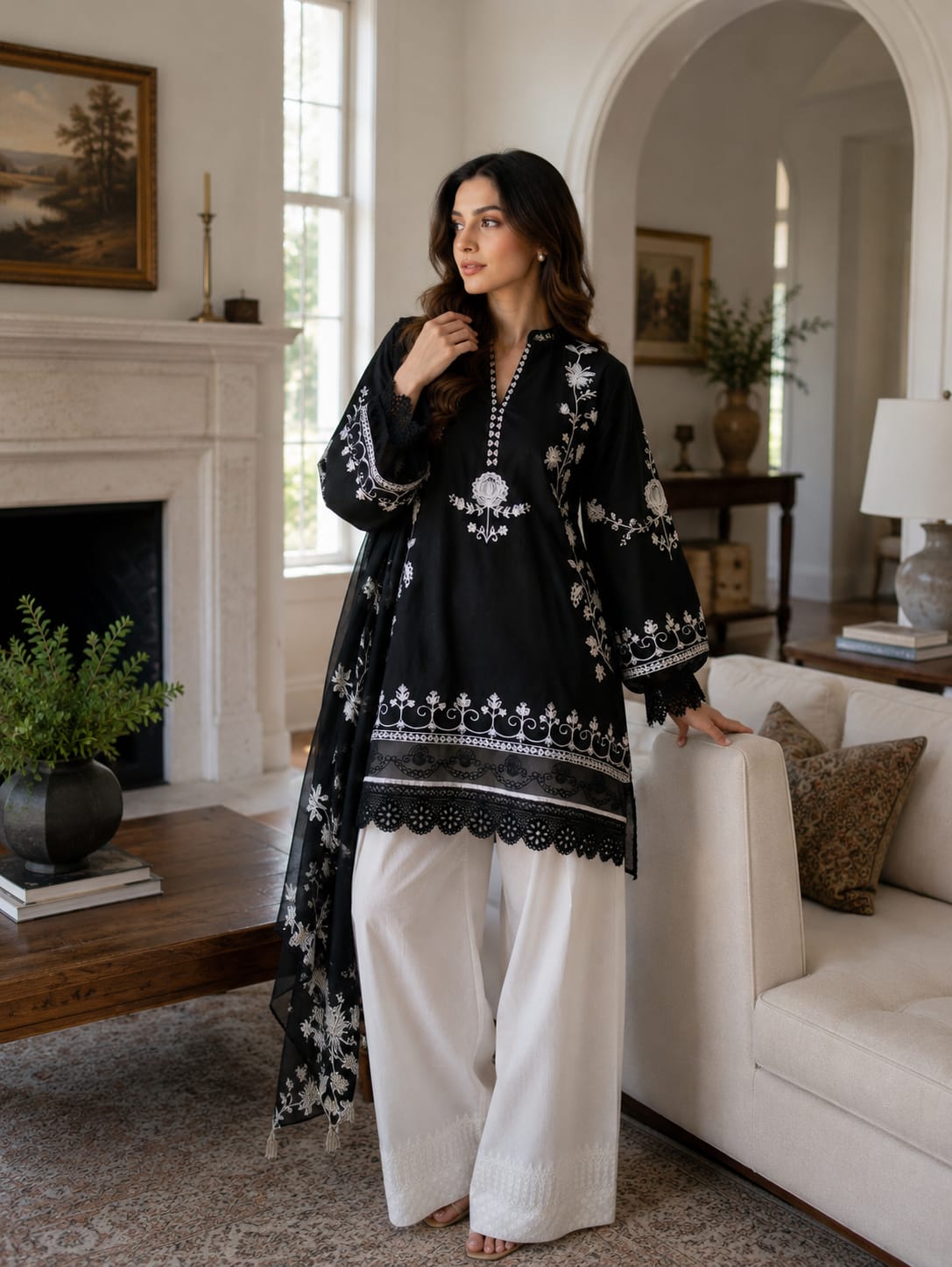 Summer Unstitched 3PCs Embroidered Lawn Dress    - 363