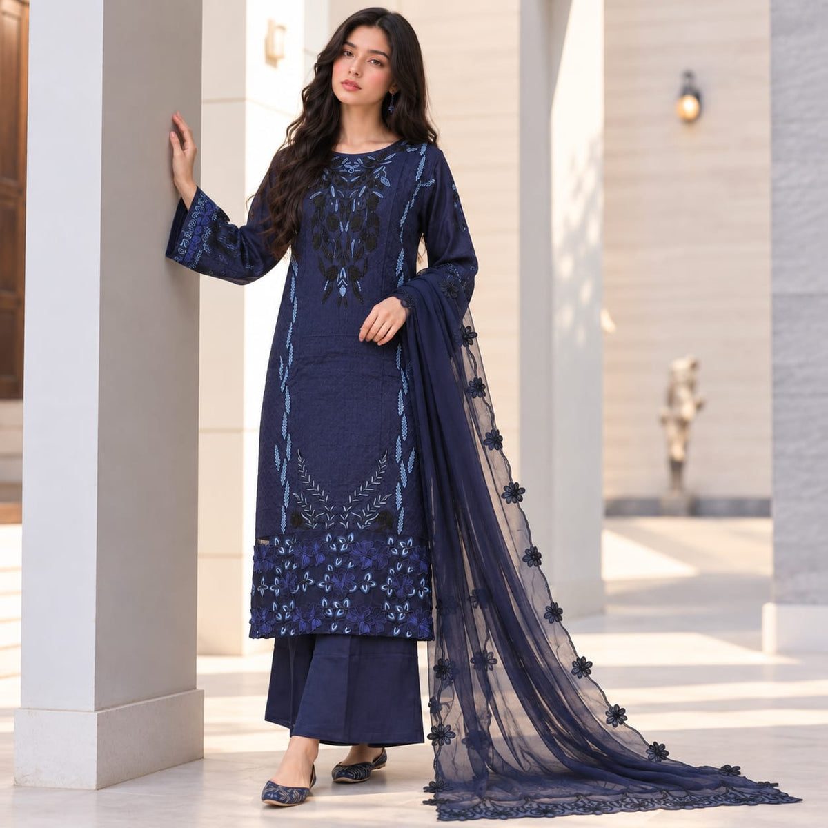 Summer Stitched 3PCs Embroidered Lawn Dress   - TS 06