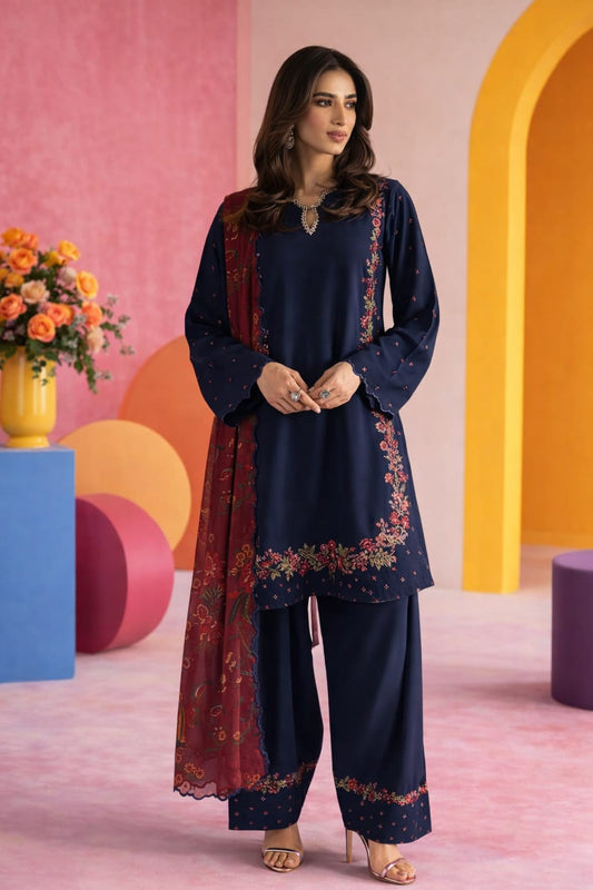 Summer Unstitched 3 Piece Embroidered Lawn Dress   - 358