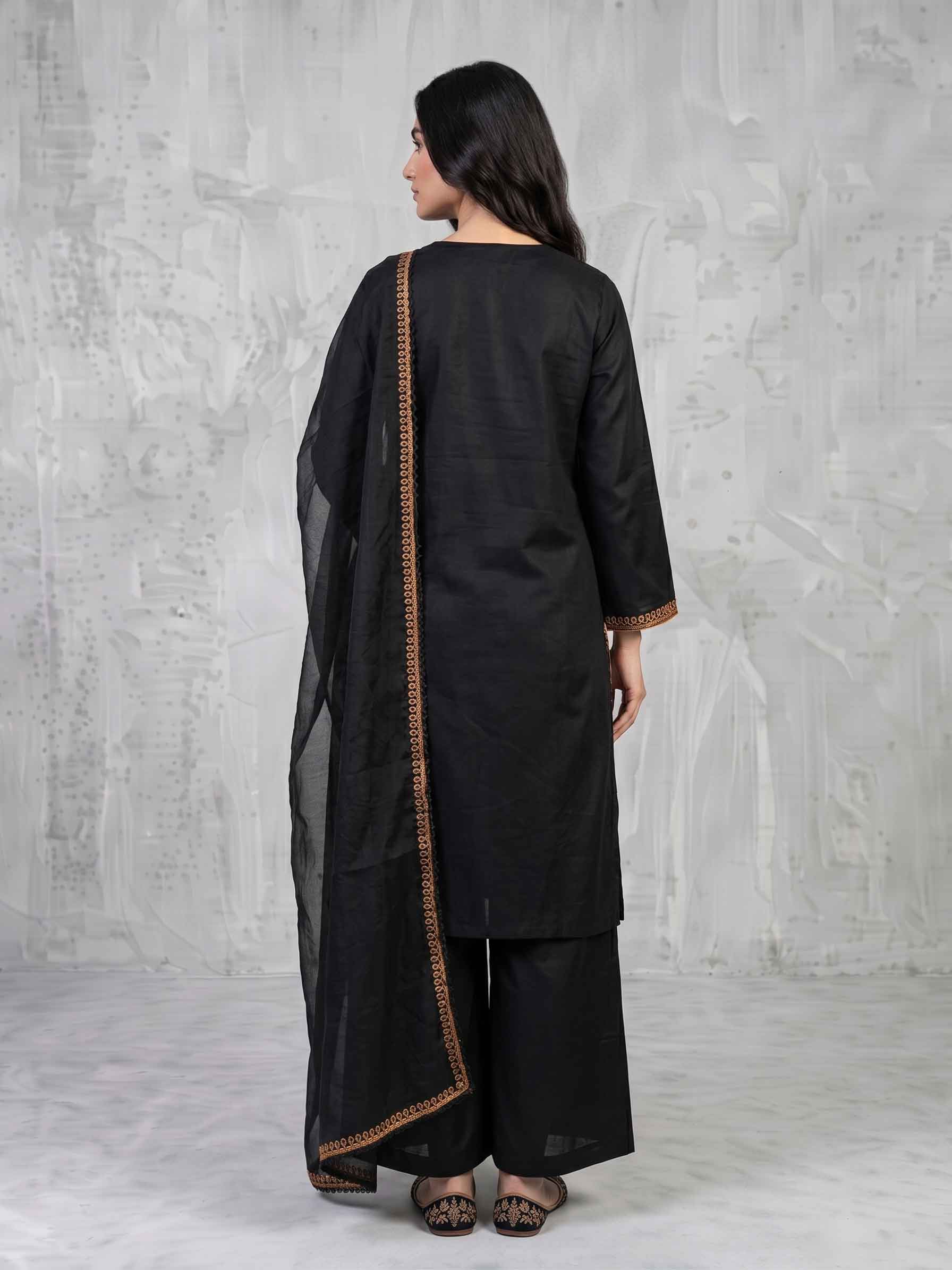 Linen 3 Piece Embroidered Dress - TW 04