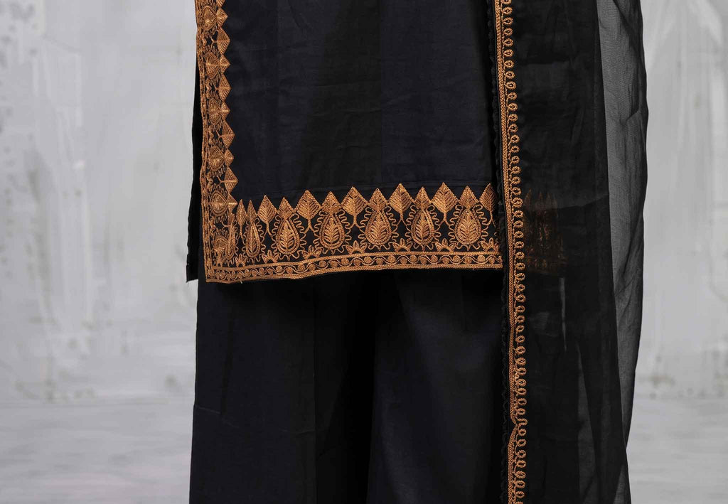 Linen 3 Piece Embroidered Dress - TW 04