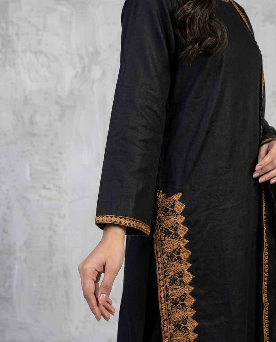 Linen 3 Piece Embroidered Dress - TW 04