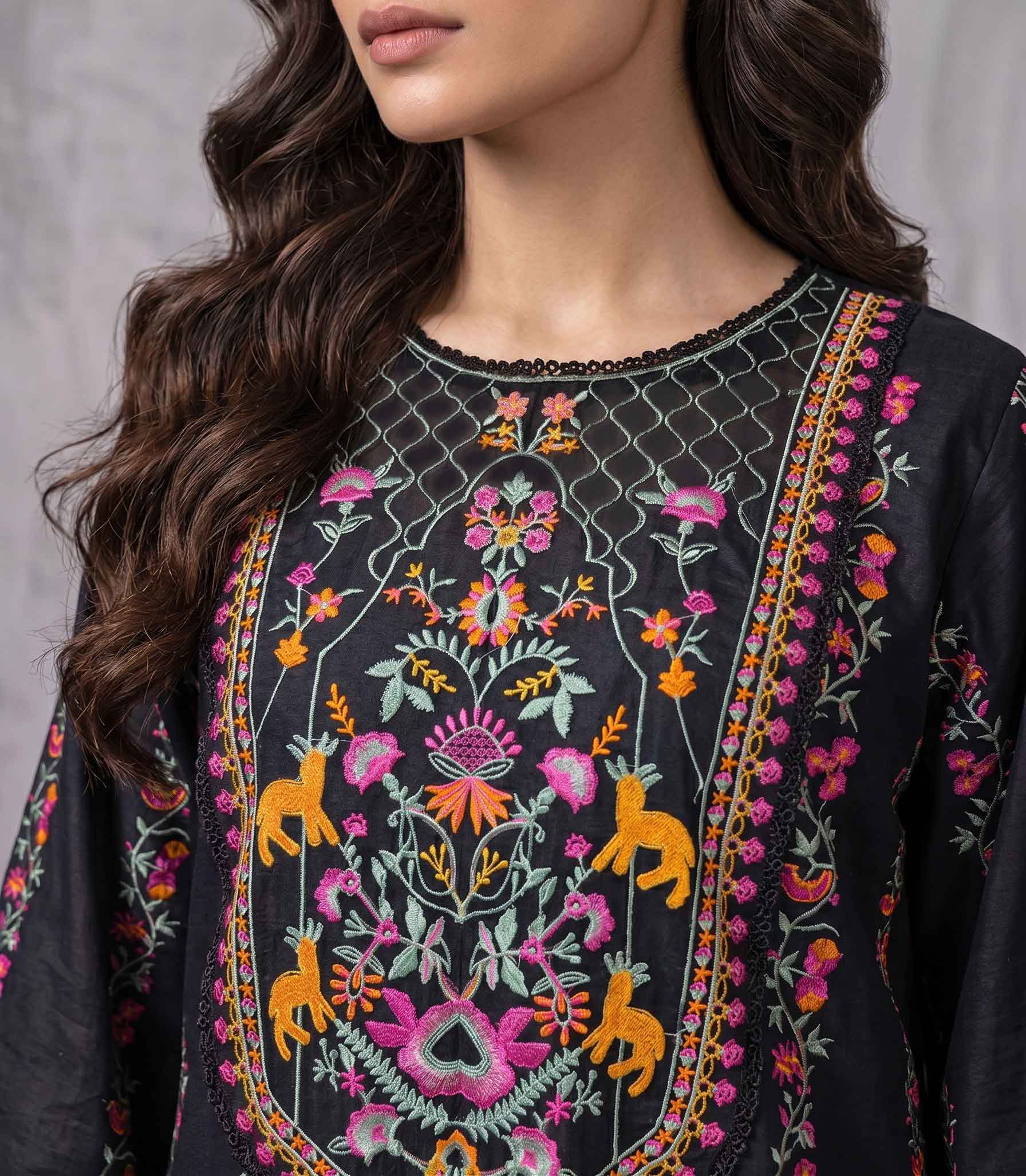 Winter Stitched Khaddar 3 Piece Embroidered Dress -TW 06