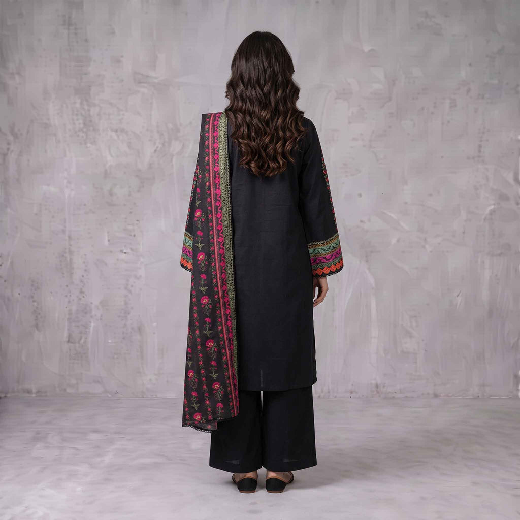 Winter Stitched Khaddar 3 Piece Embroidered Dress -TW 06