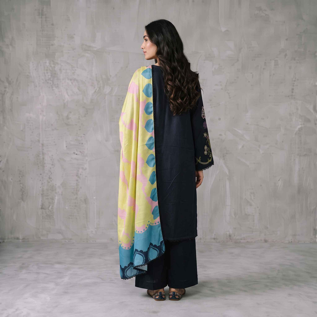 Winter Stitched Khaddar 3 Piece Embroidered Dress - TW 22