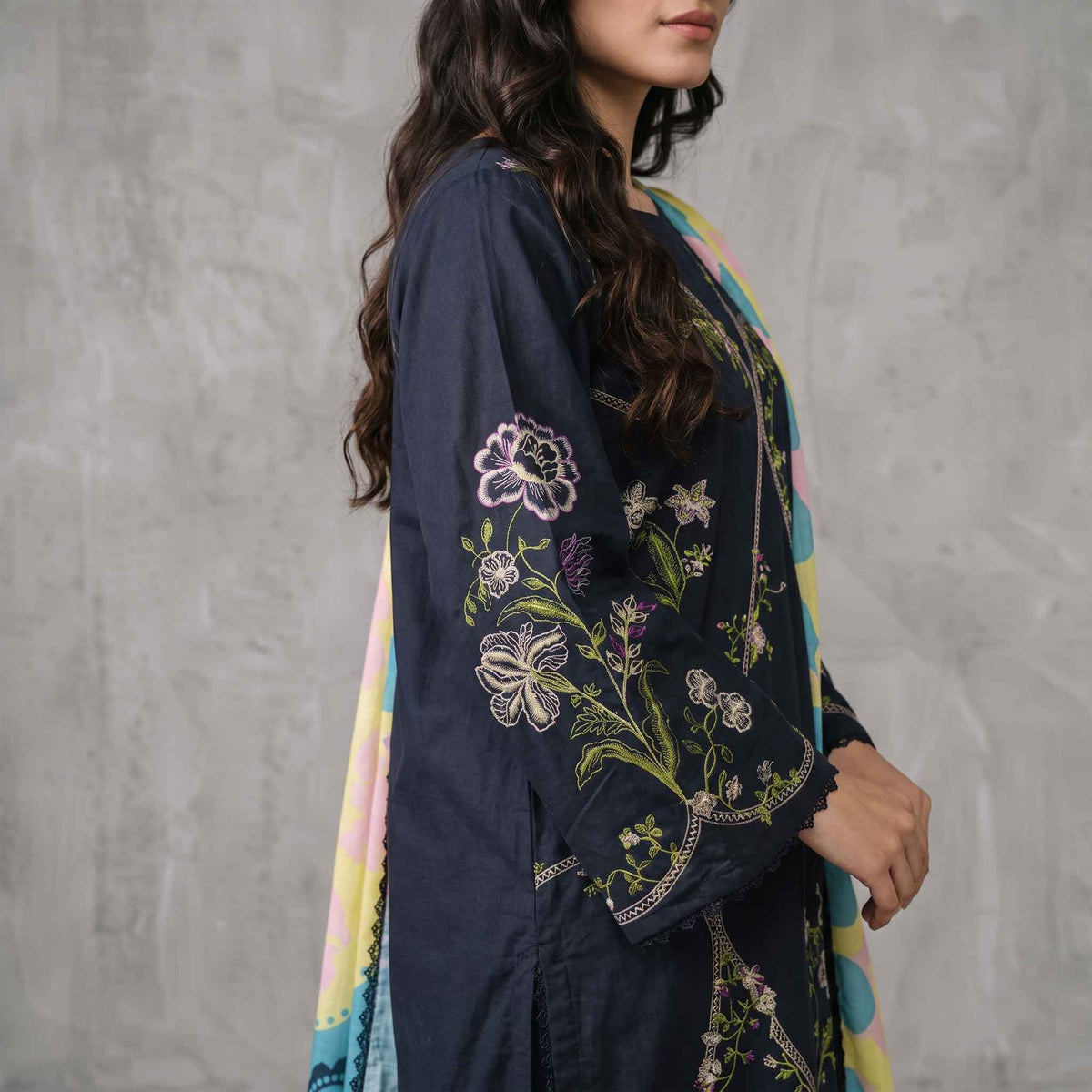 Winter Stitched Khaddar 3 Piece Embroidered Dress - TW 22