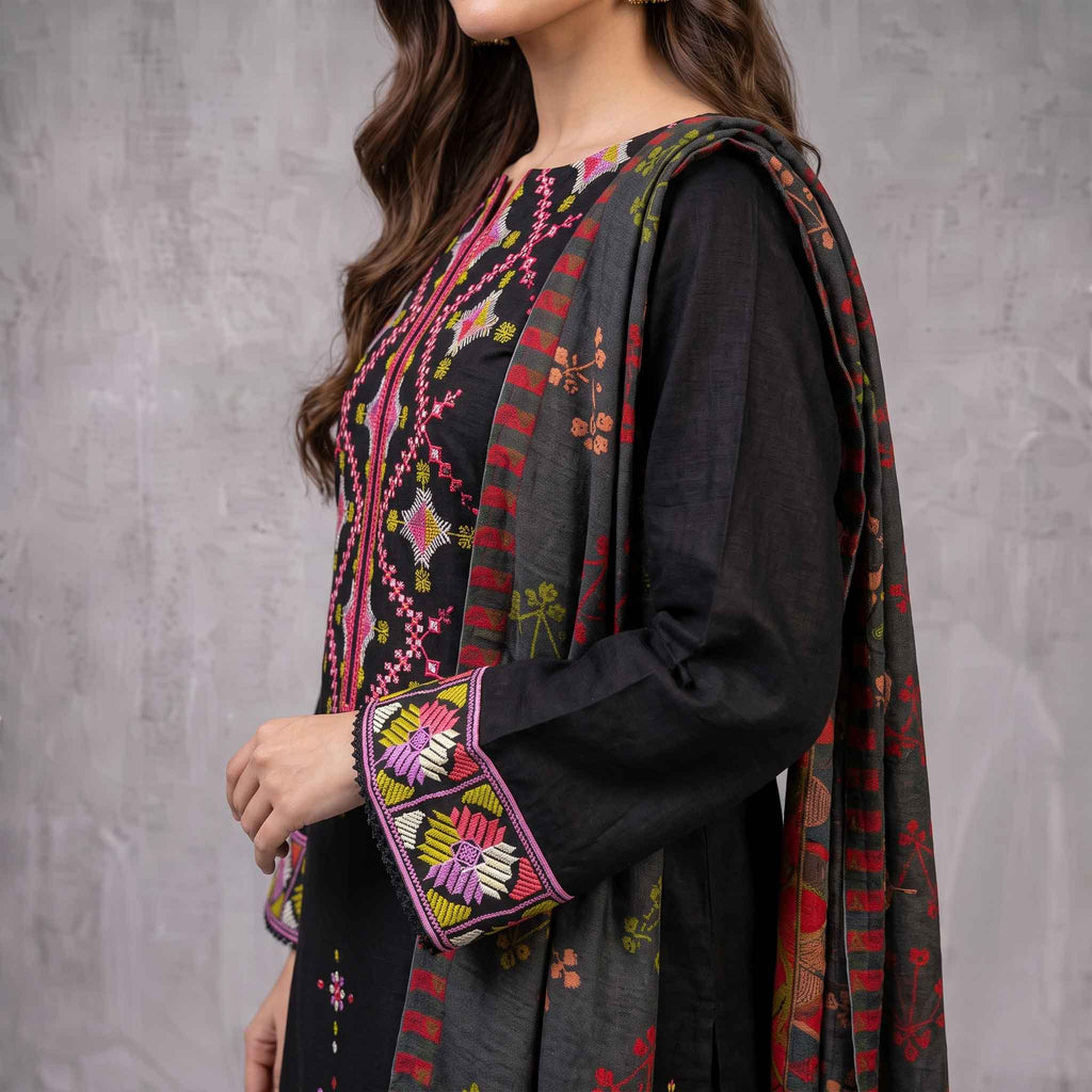 Winter Stitched 3PC Dhanak Embroidered Dress - TW 20