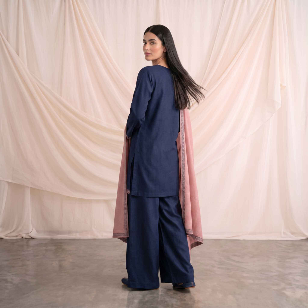 Winter Stitched 3PC Dhanak Embroidered Suit - TW 27