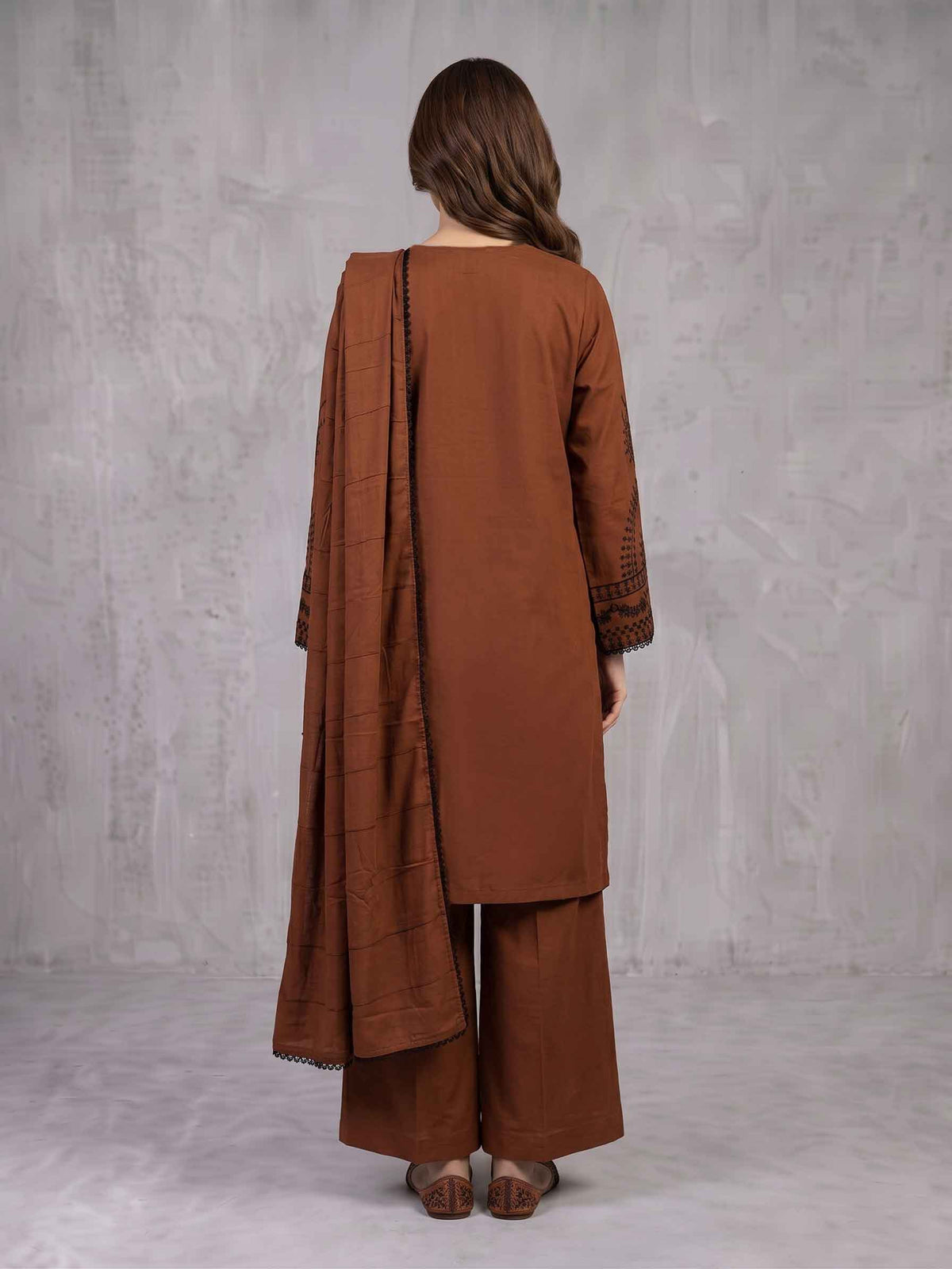 Winter Stitched 3PC Dhanak Embroidered Suit - TW 18