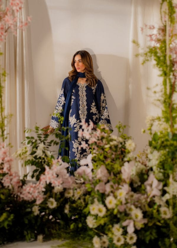 Summer Unstitched 3PCs Embroidered Lawn Dress With Manaar Dupatta   - 374