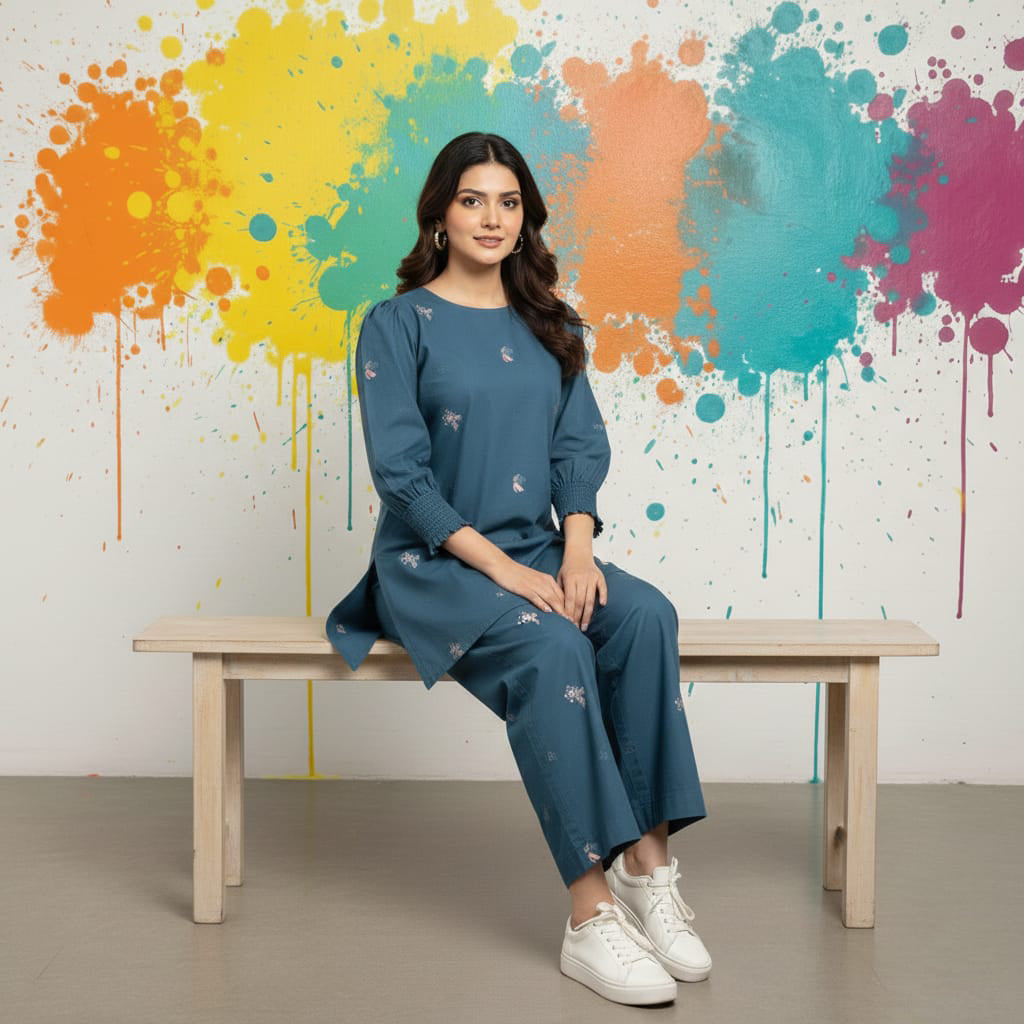 Dhanak 2pc Winter Embroidered Dress - 447