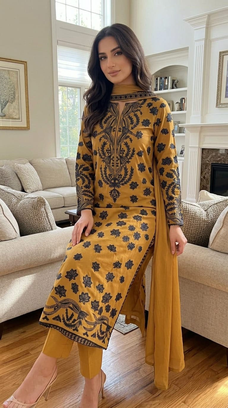 Summer Unstitched 3PCs Embroidered Lawn Dress   - 493