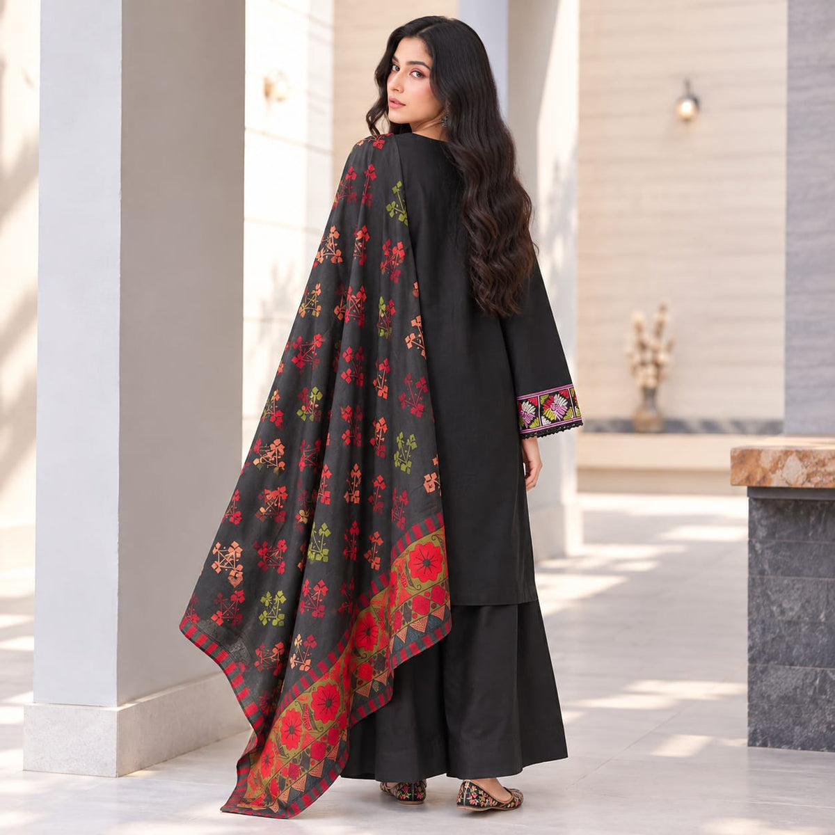 Winter Stitched 3PC Dhanak Embroidered Dress - TW 20