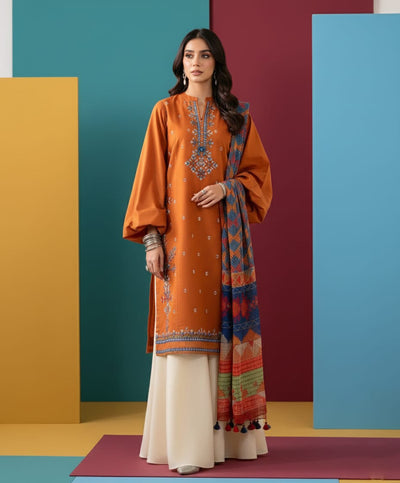 Winter 3PC Dhanak Embroidered Suit - 394