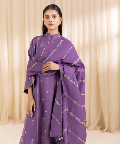 Winter 3PC Dhanak Embroidered Suit - 428