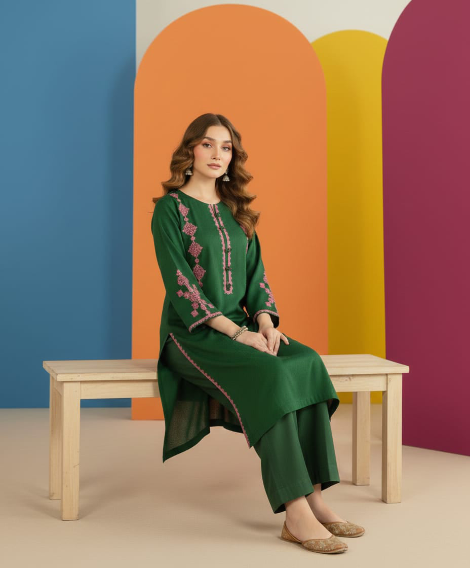 Dhanak 2pc Winter Embroidered Dress - 443