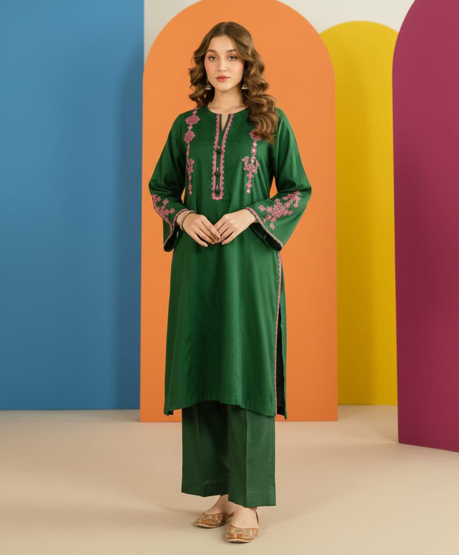 Dhanak 2pc Winter Embroidered Dress - 443