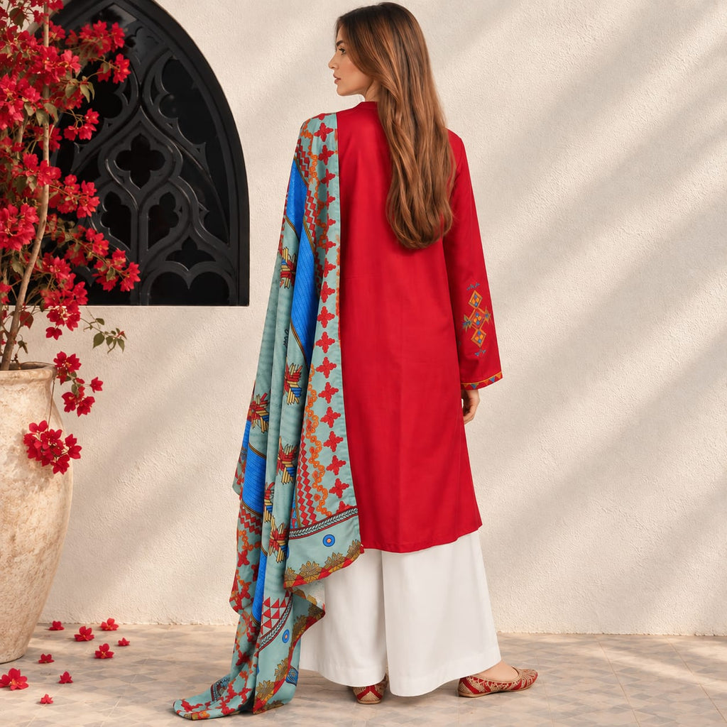 Winter 3PC Dhanak Embroidered Suit - TW 14