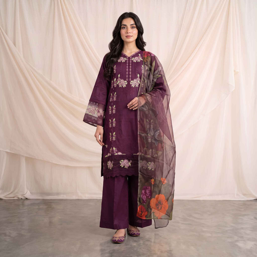 Summer Stitched 3 Piece Embroidered Lawn Dress - TS 02