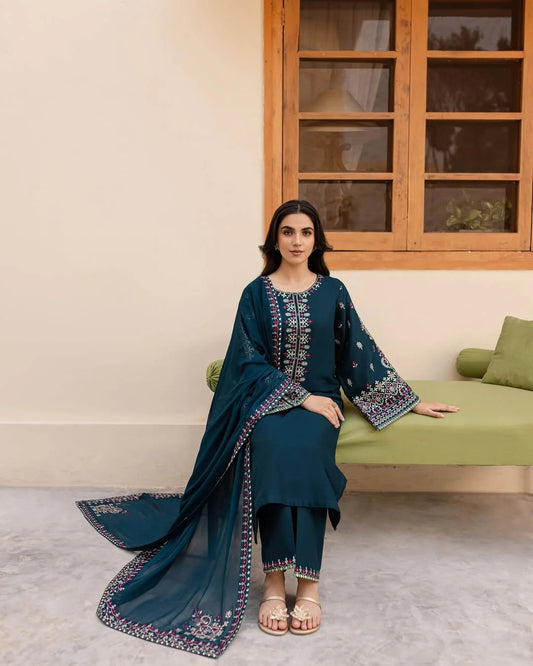 Lawn 3 Piece Embroidered Dress - 360