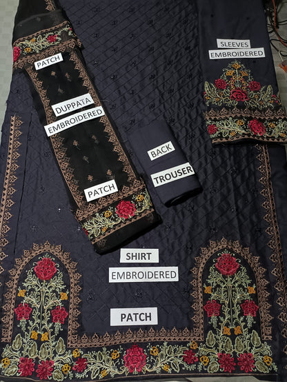 Khaddar 3 Piece Sequin  Embroidered Dress - 393