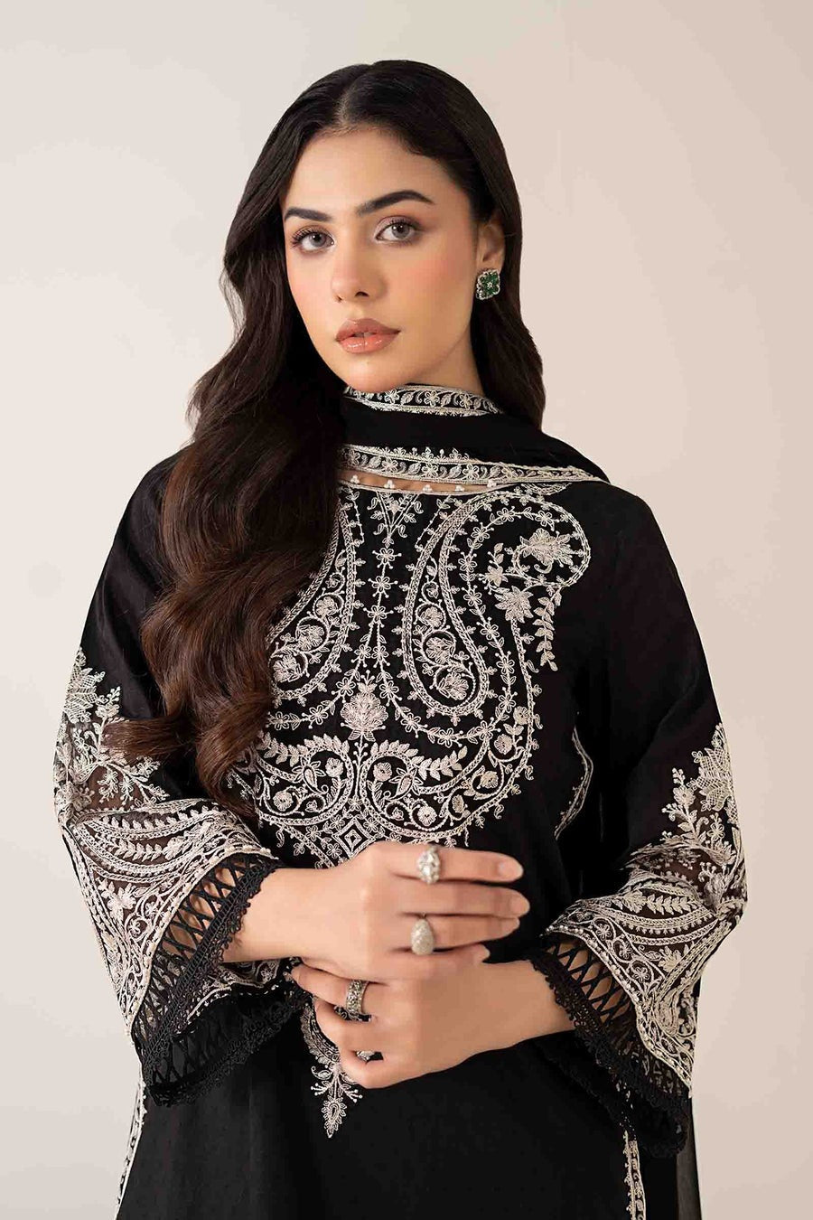 Summer Unstitched 3PCs Embroidered Lawn Dress With Chiffon Dupatta - 485