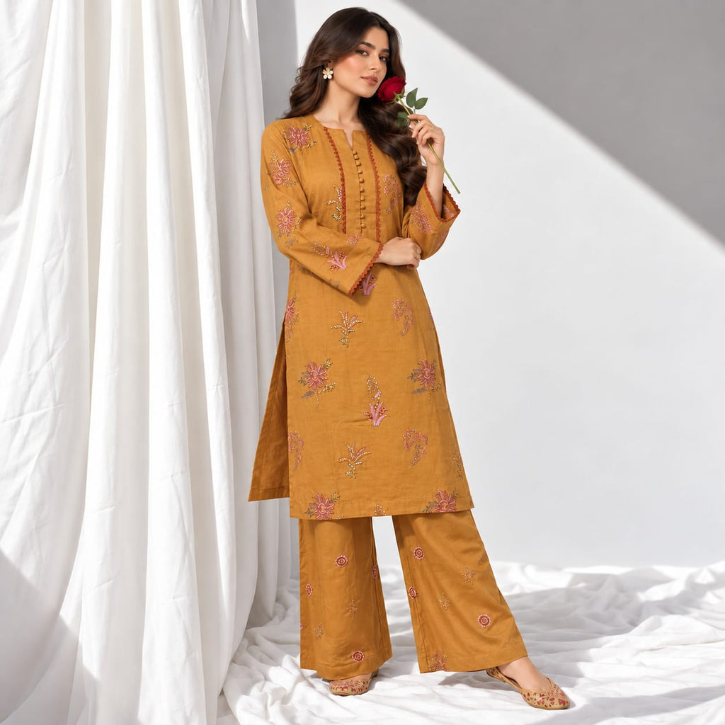 Stitched Winter Cotton 2 Piece Embroidered Dress - TW 32