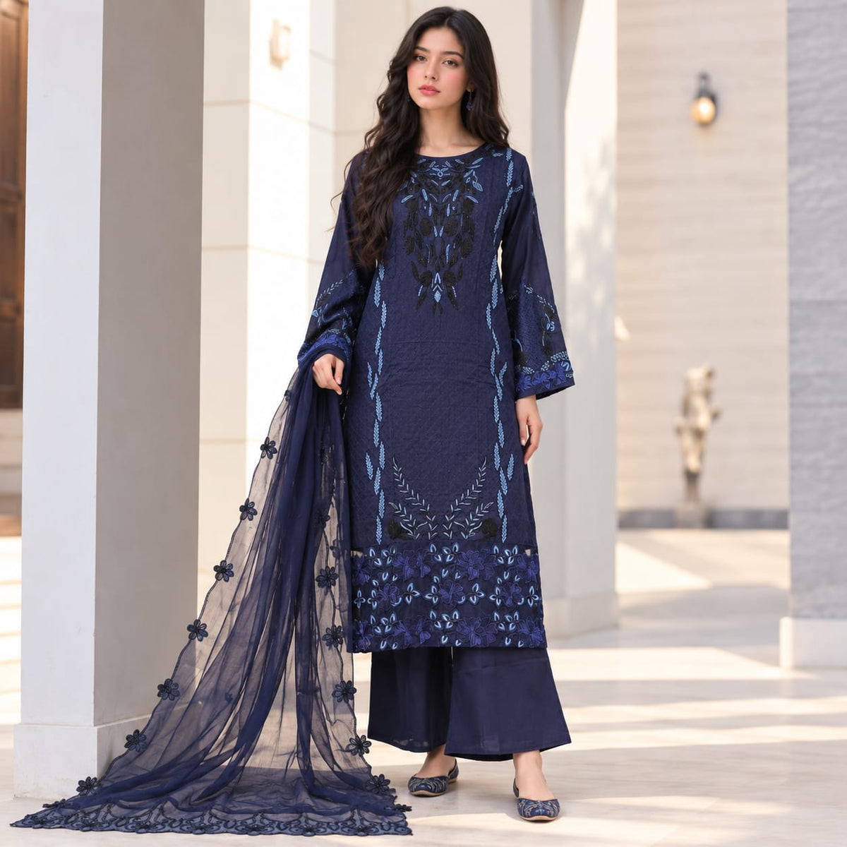 Summer Stitched 3PCs Embroidered Lawn Dress   - TS 06