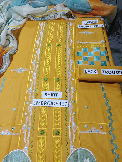 Lawn Unstitched 3 Piece Embroidered Dress - 357