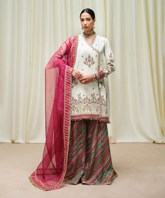 Summer Unstitched 3PCs Embroidered Lawn Dress With Organza Dupatta - 459