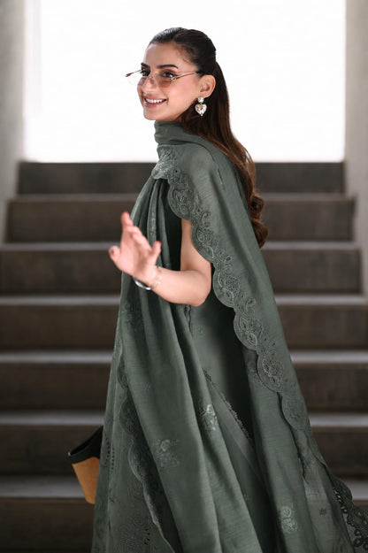 Summer Unstitched 3PCs Embroidered Lawn Dress   - 496