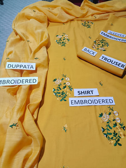 Lawn Unstitched 3 Piece Embroidered Dress - 364