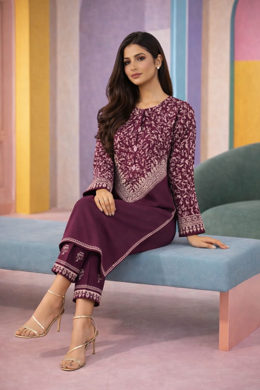 Summer Unstitched 2PCs Embroidered Lawn Dress    - 370