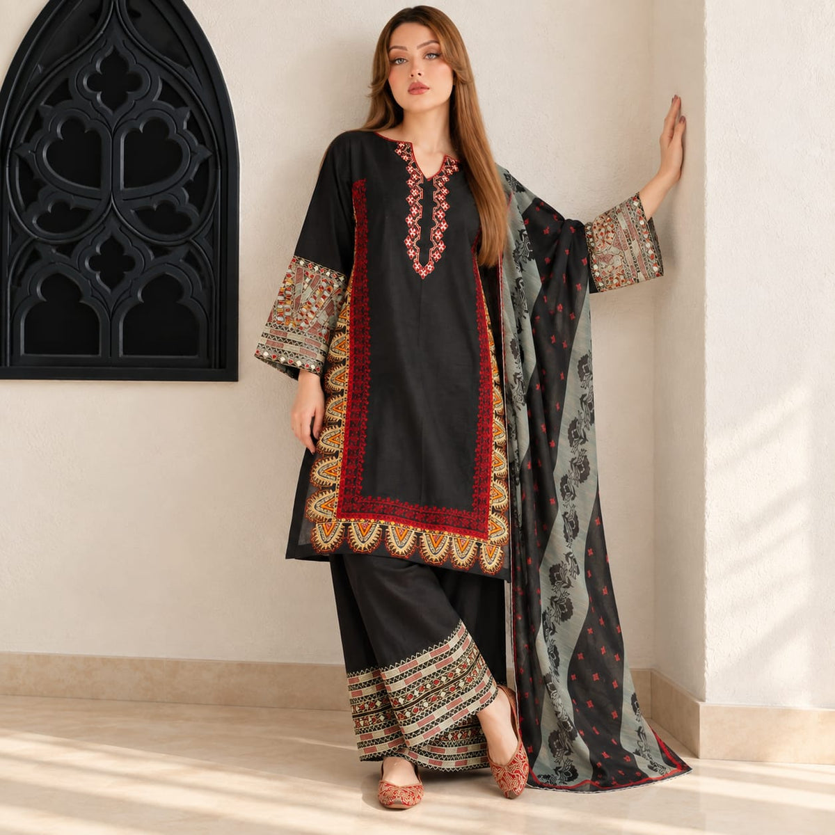 Summer Stitched 3PCs Embroidered Lawn Dress   - TS 19