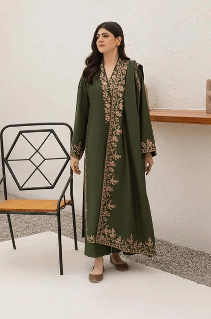 Winter 3PC Dhanak Embroidered Suit - 430