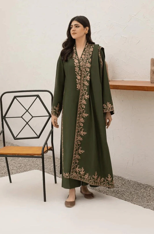 Winter 3PC Dhanak Embroidered Suit - 430