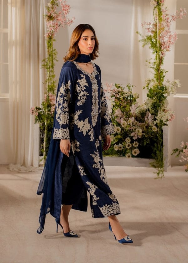 Summer Unstitched 3PCs Embroidered Lawn Dress With Manaar Dupatta   - 374