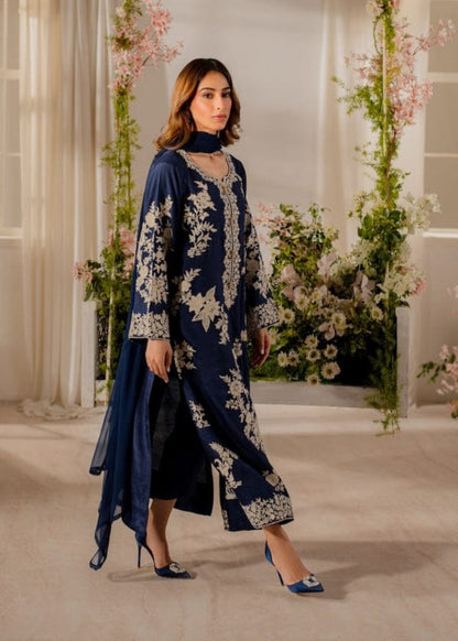 Summer Unstitched 3PCs Embroidered Lawn Dress With Manaar Dupatta   - 374