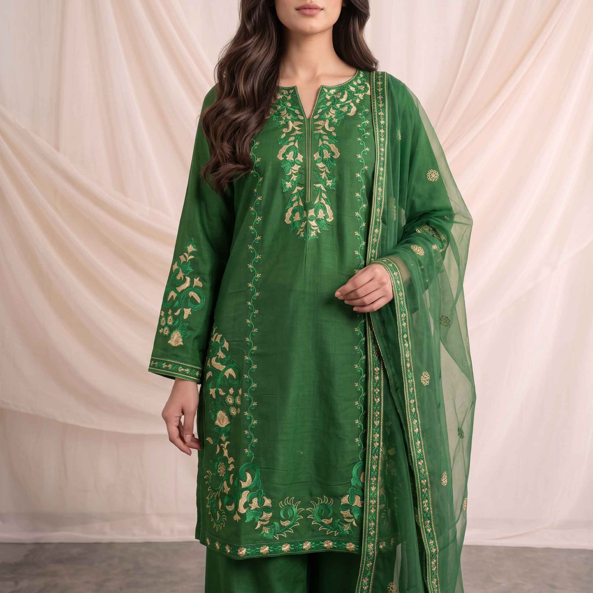 Summer Stitched 3PCs Embroidered Lawn Dress  - TS 18