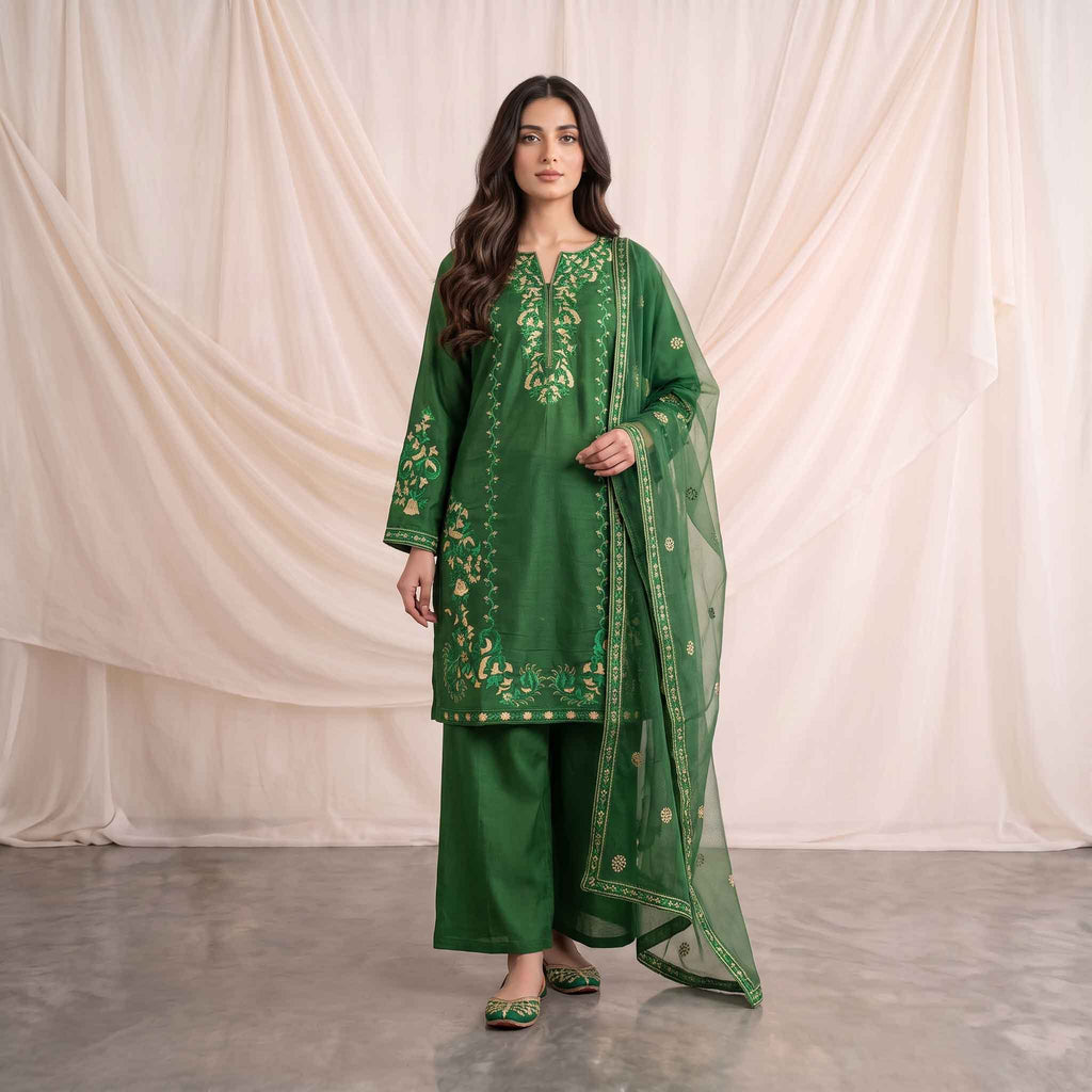 Summer Stitched 3PCs Embroidered Lawn Dress  - TS 18