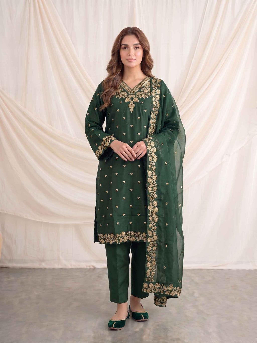Summer Stitched 3PCs Sequin  Embroidered Lawn Dress  - TS 13