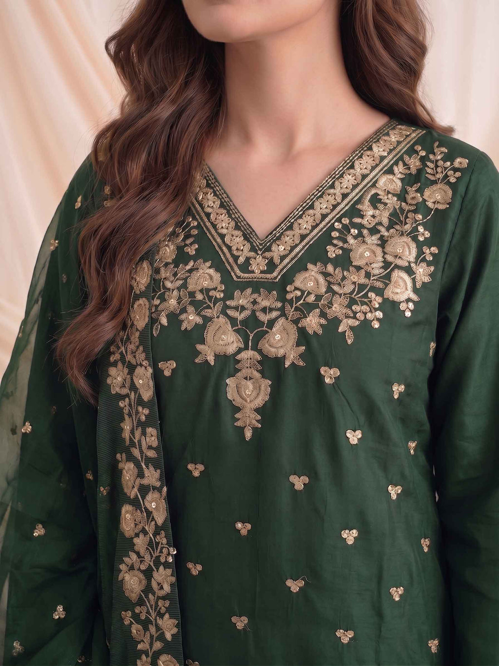 Summer Stitched 3PCs Sequin  Embroidered Lawn Dress  - TS 13