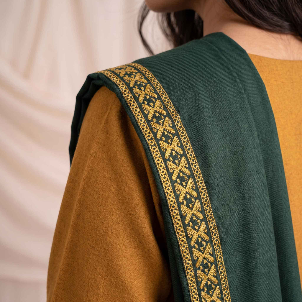 Winter Stitched 3PC Dhanak Embroidered Suit - TW 23