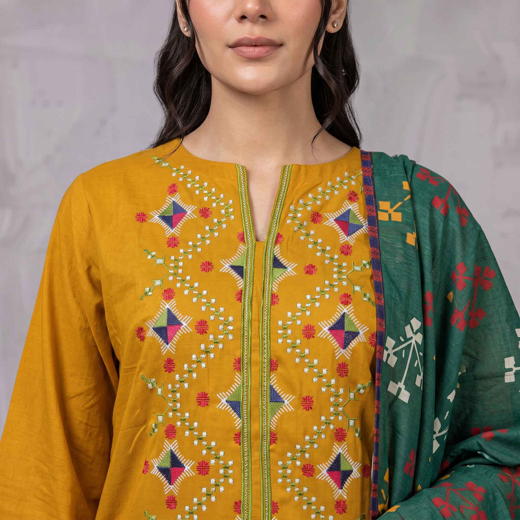 Winter Stitched Dhanak 3 Piece Embroidered Dress - TW 15