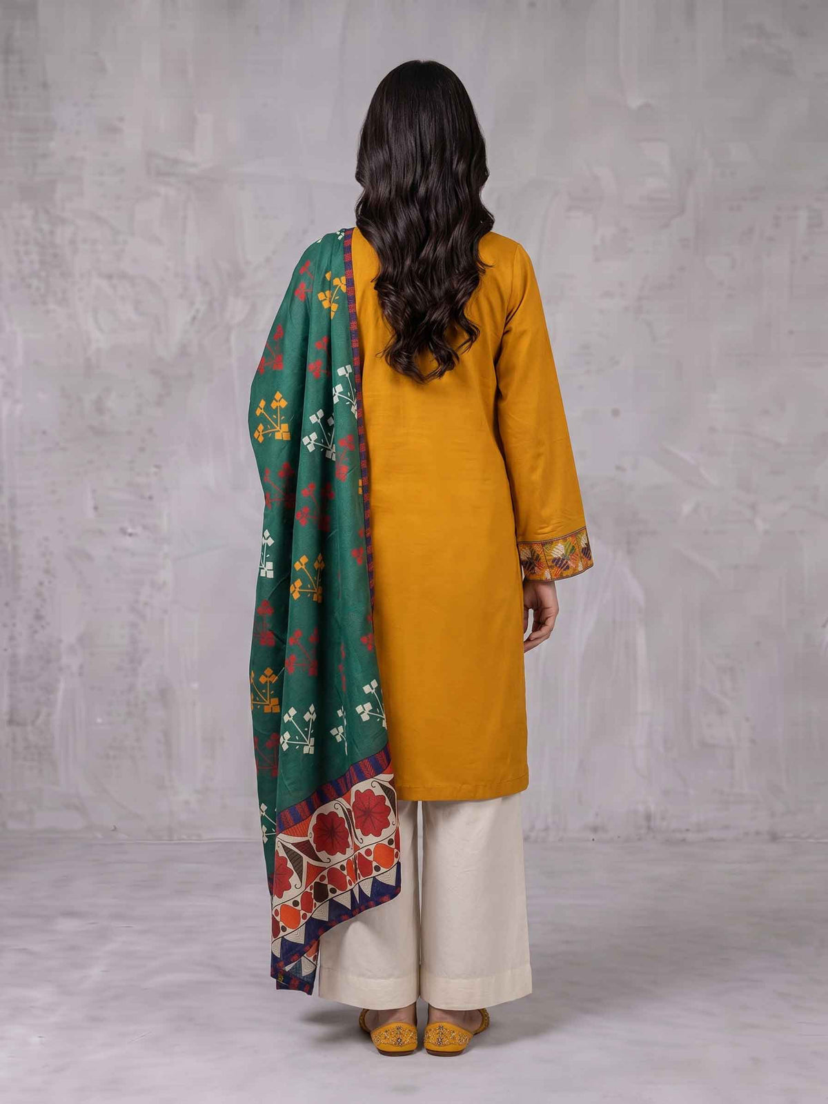 Winter Stitched Dhanak 3 Piece Embroidered Dress - TW 15