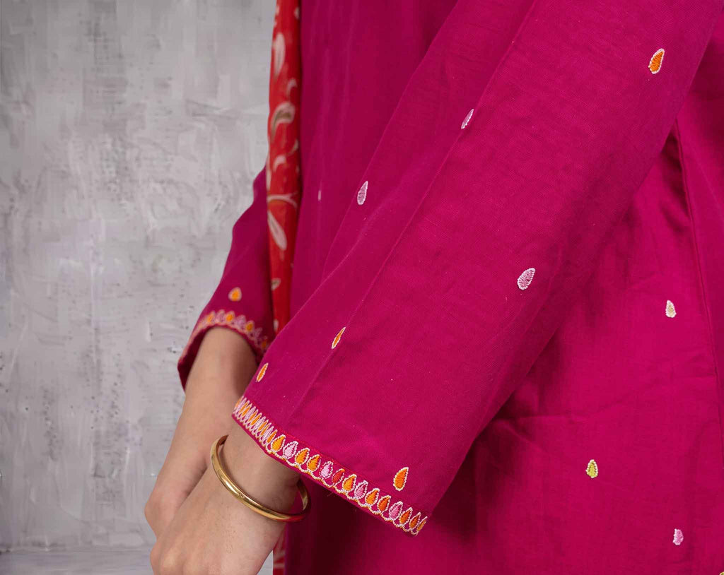 Winter Stitched Dhanak 3 Piece Embroidered Dress - TW 17