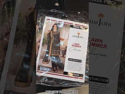 Summer Unstitched 3PCs Embroidered Lawn Dress With Chiffon Dupatta - 464