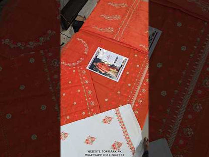 Summer Unstitched 3PCs Embroidered Lawn Dress With Monaar Lawn Dupatta - 453