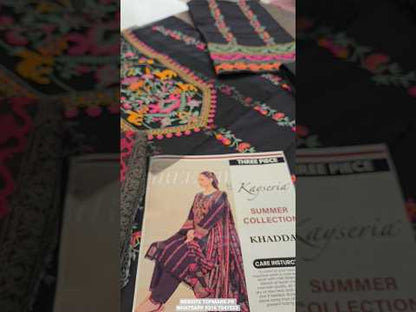 Khaddar 3 Piece Embroidered Dress -383