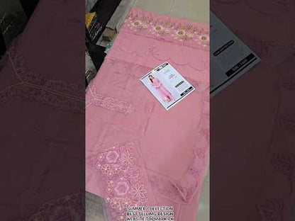Summer Unstitched 3PCs Embroidered Lawn Dress With Monar Dupatta - 69
